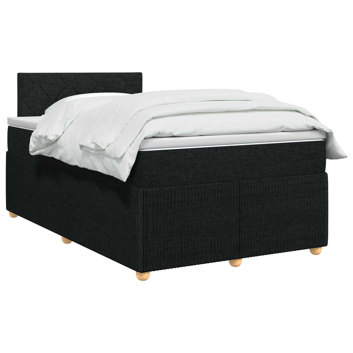 Boxmadras med topmadras med hovedgærde Sort 120 x 190 cm Stof
