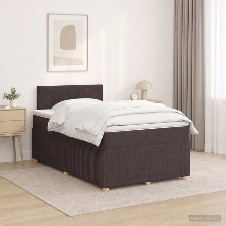Boxmadras med topmadras Mørk Brun 120 x 200 cm Stof