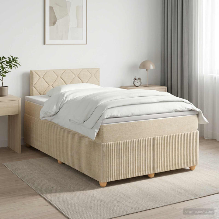 Boxmadras med topmadras Cremefarvet 120 x 190 cm Stof