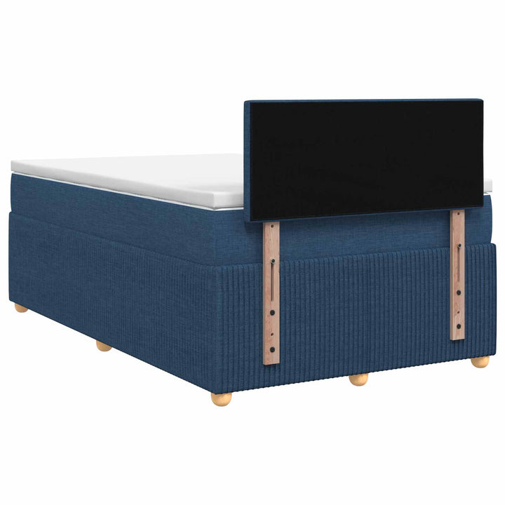 Boxmadras med topmadras med hovedgærde Blå 120 x 190 cm Stof