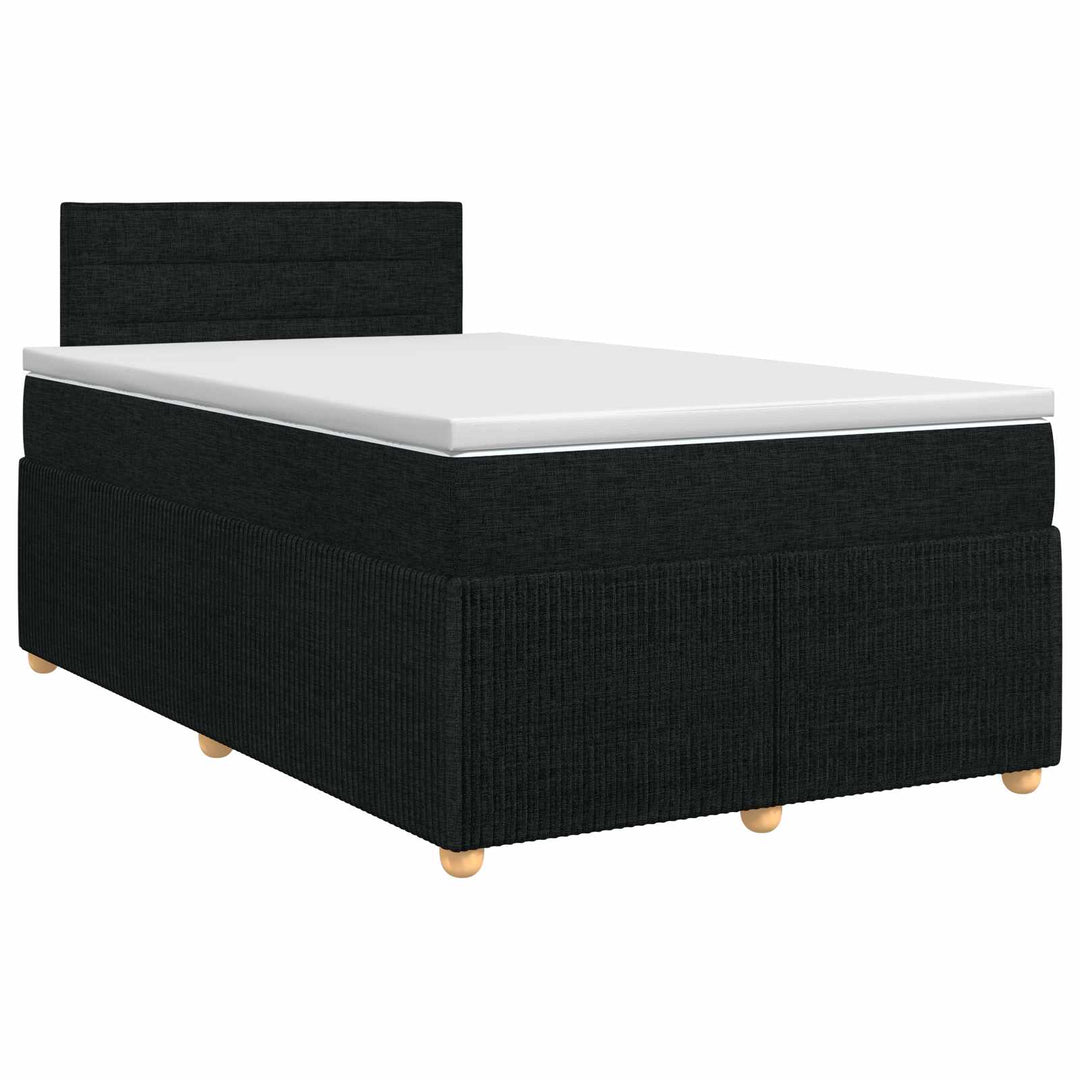 Boxmadras med topmadras med hovedgærde Sort 120 x 200 cm Stof