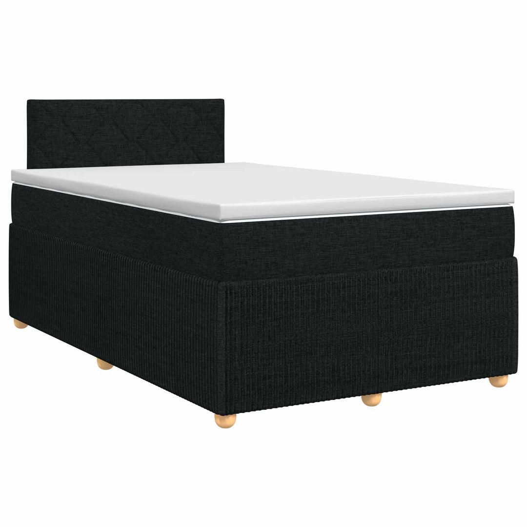 Boxmadras med topmadras med hovedgærde Sort 120 x 200 cm Stof