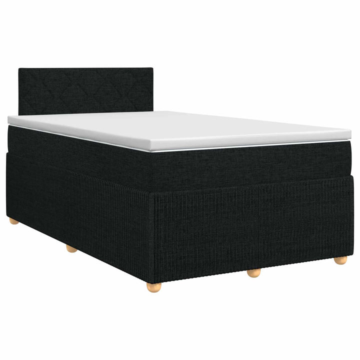 Boxmadras med topmadras med hovedgærde Sort 120 x 200 cm Stof