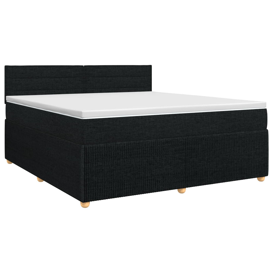 Boxmadras med topmadras med hovedgærde Sort 140 x 190 cm Stof
