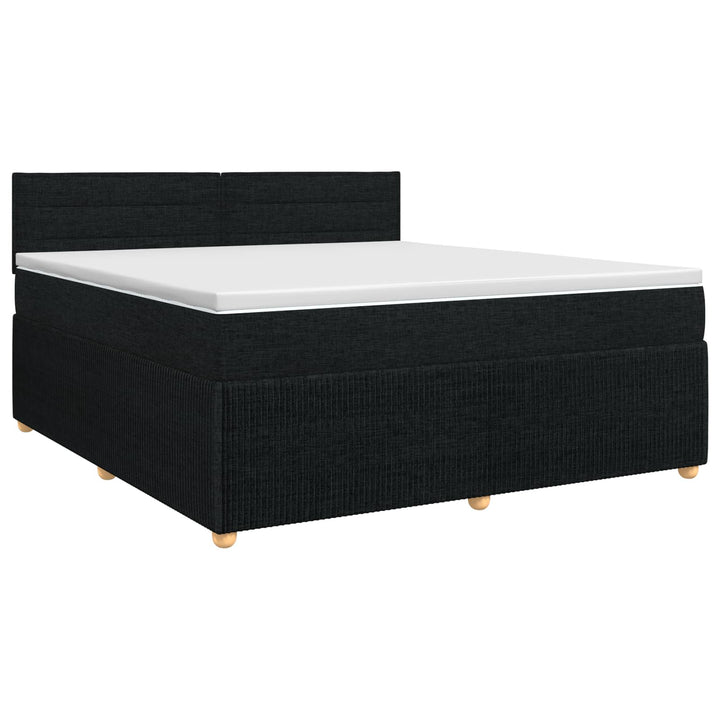 Boxmadras med topmadras med hovedgærde Sort 140 x 190 cm Stof