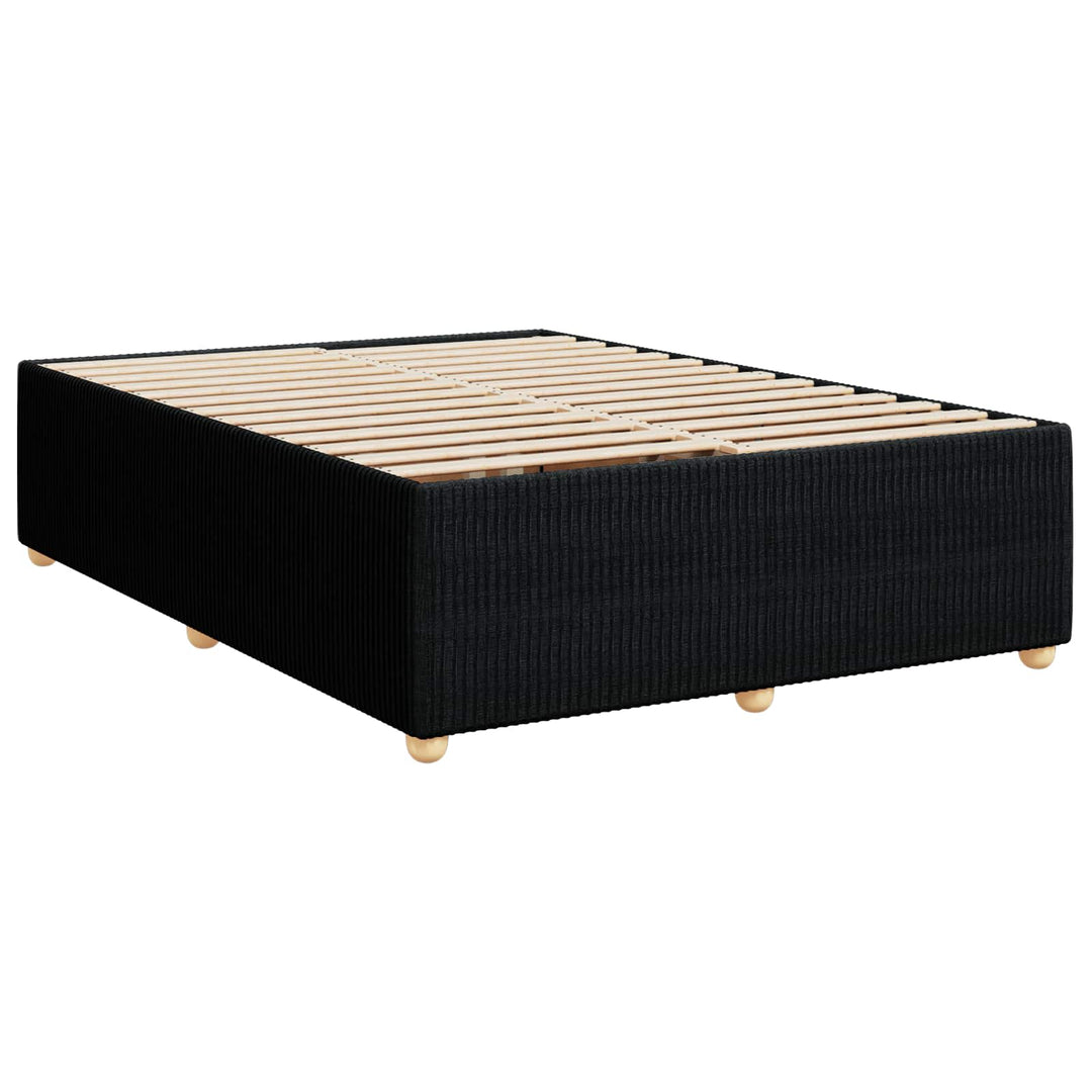 Boxmadras med topmadras med hovedgærde Sort 140 x 190 cm Stof