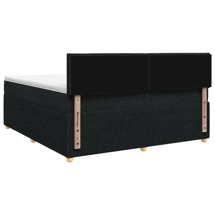 Boxmadras med topmadras med hovedgærde Sort 140 x 190 cm Stof