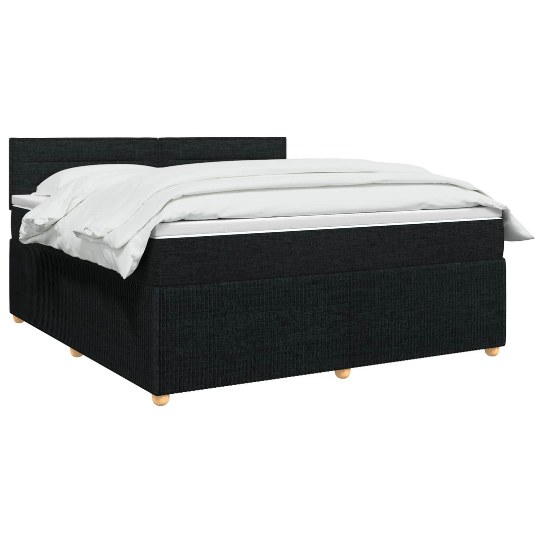 Boxmadras med topmadras med hovedgærde Sort 140 x 190 cm Stof