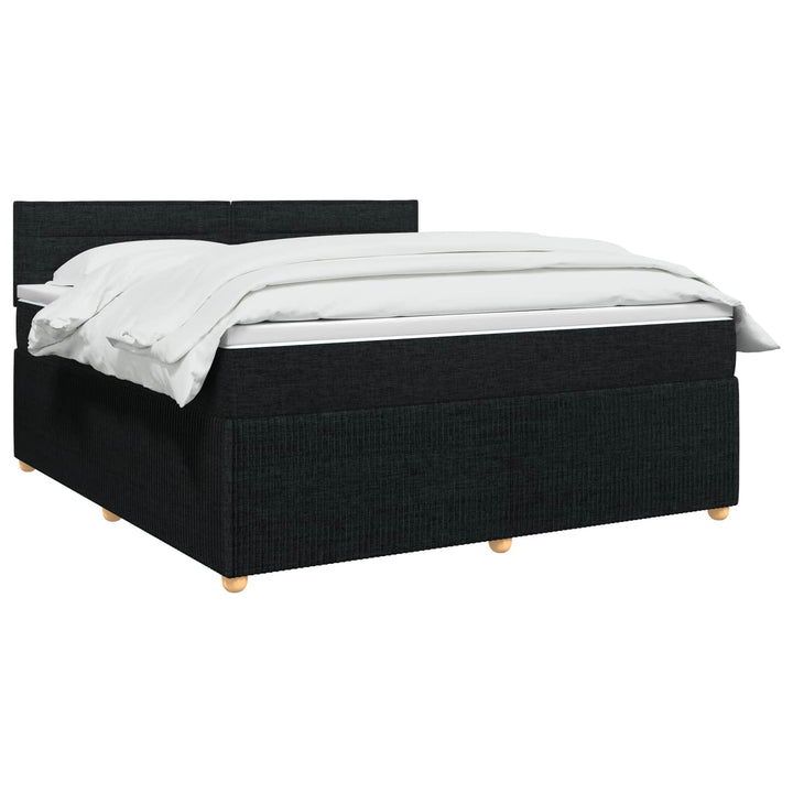 Boxmadras med topmadras med hovedgærde Sort 140 x 190 cm Stof