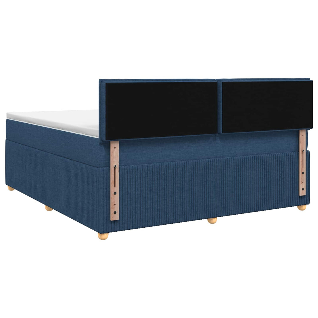 Boxmadras med topmadras med hovedgærde Blå 140 x 190 cm Stof
