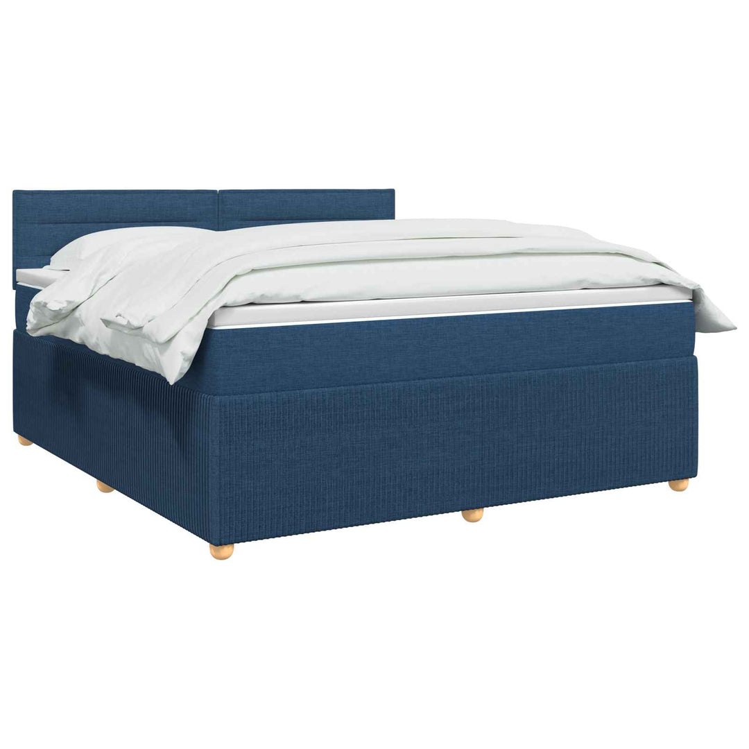 Boxmadras med topmadras med hovedgærde Blå 140 x 190 cm Stof