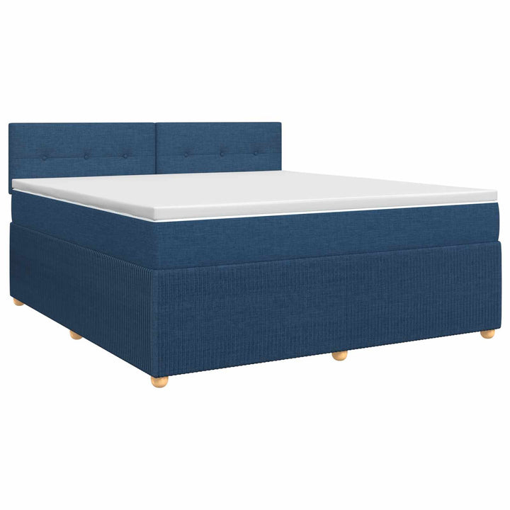 Boxmadras med topmadras med hovedgærde Blå 140 x 190 cm Stof