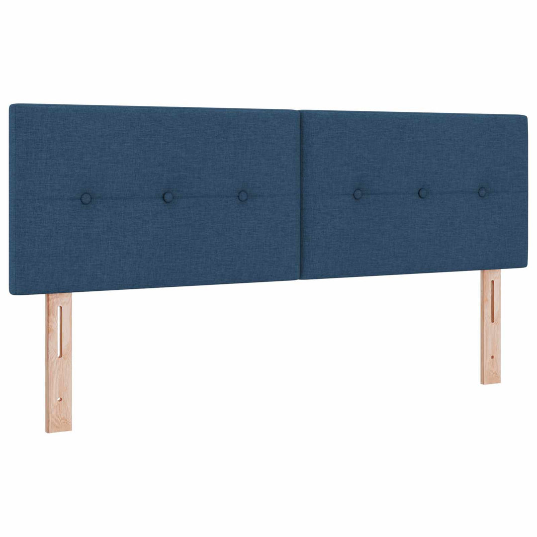 Boxmadras med topmadras med hovedgærde Blå 140 x 190 cm Stof