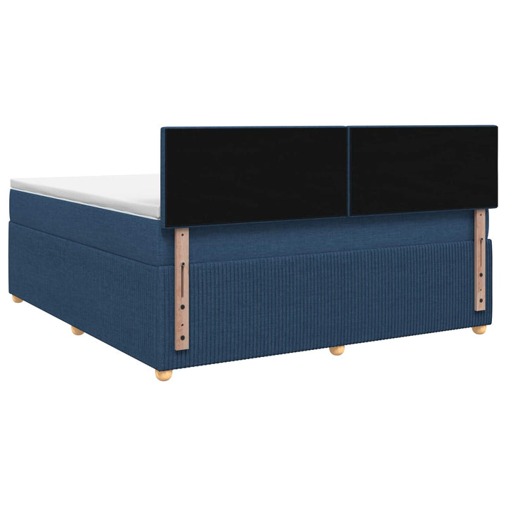 Boxmadras med topmadras med hovedgærde Blå 140 x 190 cm Stof