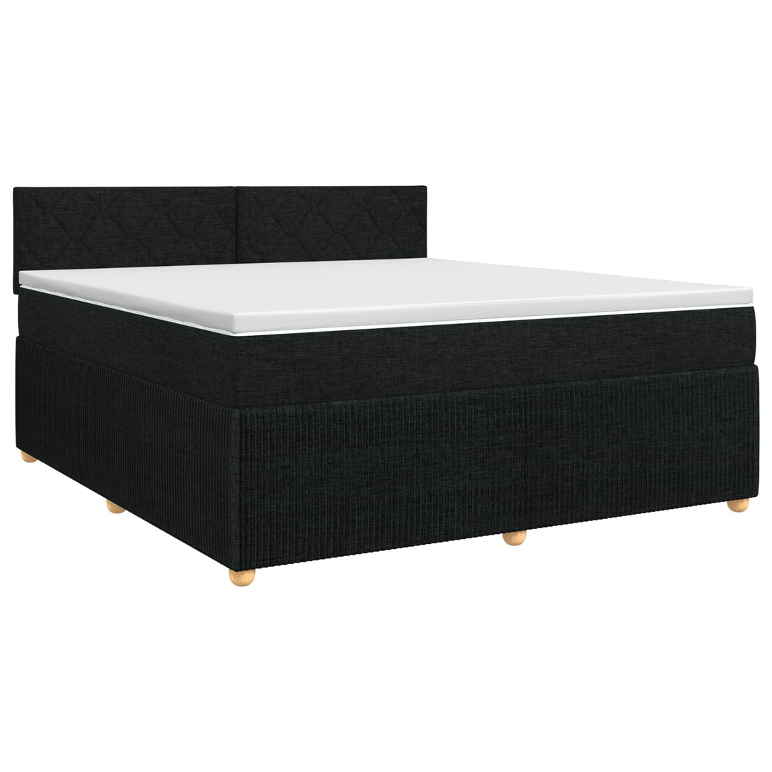 Boxmadras med topmadras med hovedgærde Sort 140 x 190 cm Stof