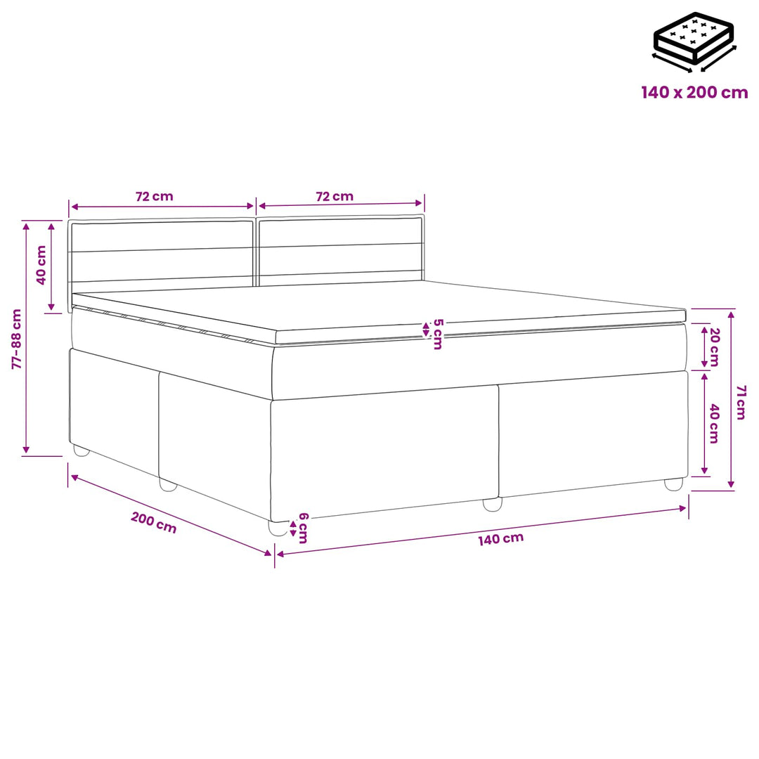 Boxmadras med topmadras Gråbrun 140 x 200 cm Stof