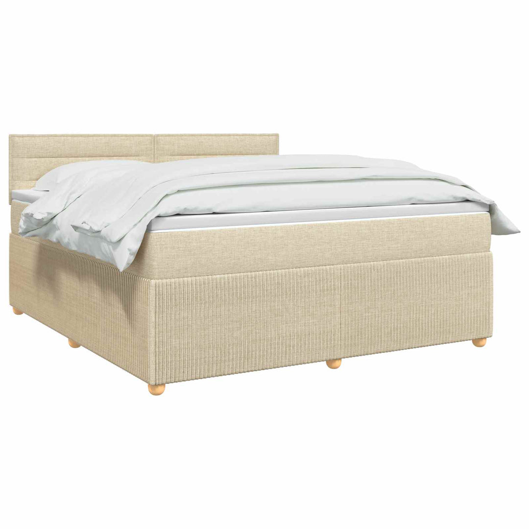 Boxmadras med topmadras Cremefarvet 140 x 200 cm Stof