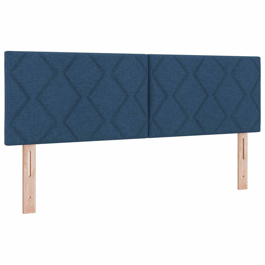 Boxmadras med topmadras med hovedgærde Blå 160 x 200 cm Stof