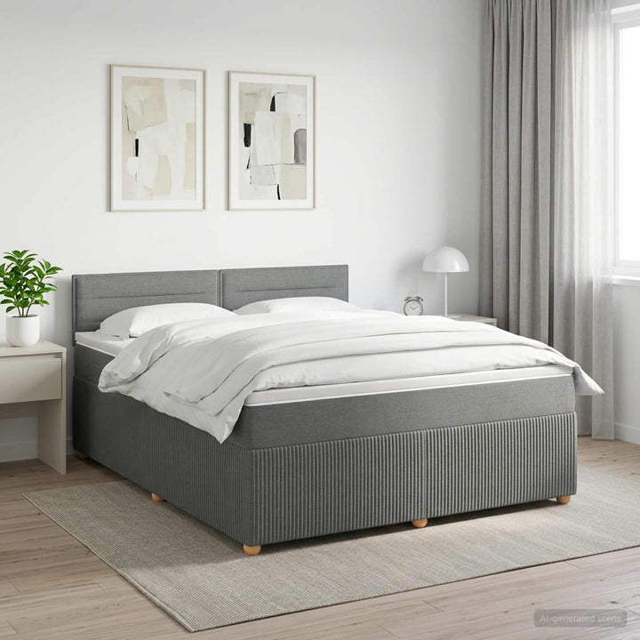 Boxmadras med topmadras Mørkegrå 140 x 190 cm Stof