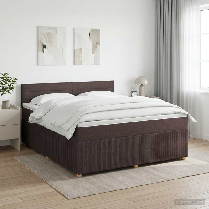 Boxmadras med topmadras Mørk Brun 140 x 190 cm Stof