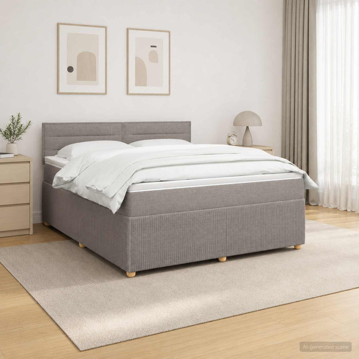 Boxmadras med topmadras Gråbrun 140 x 200 cm Stof