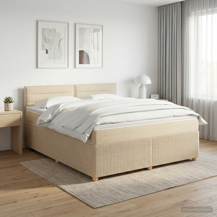 Boxmadras med topmadras Cremefarvet 140 x 190 cm Stof