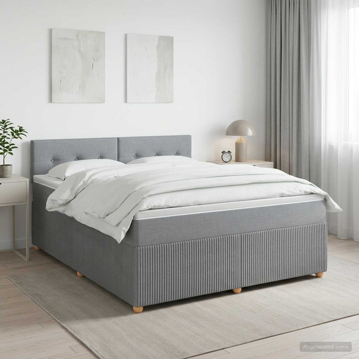 Boxmadras med topmadras Lysegrå 180 x 200 cm Stof