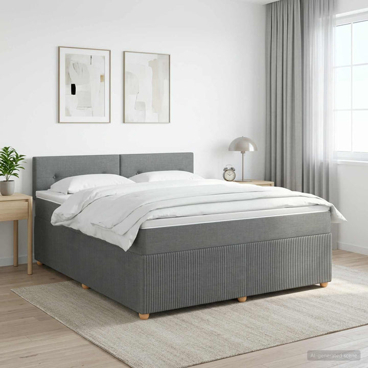 Boxmadras med topmadras Mørkegrå 140 x 200 cm Stof