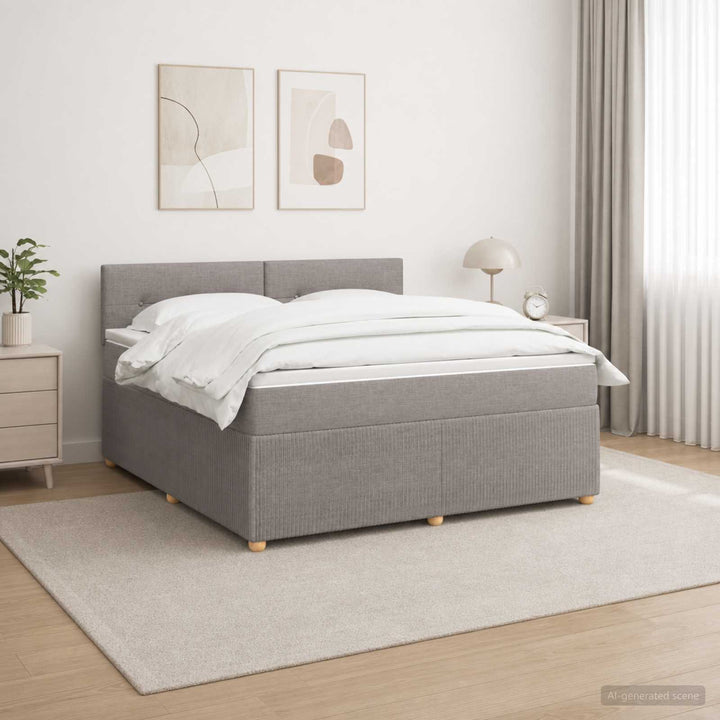 Boxmadras med topmadras Gråbrun 140 x 190 cm Stof