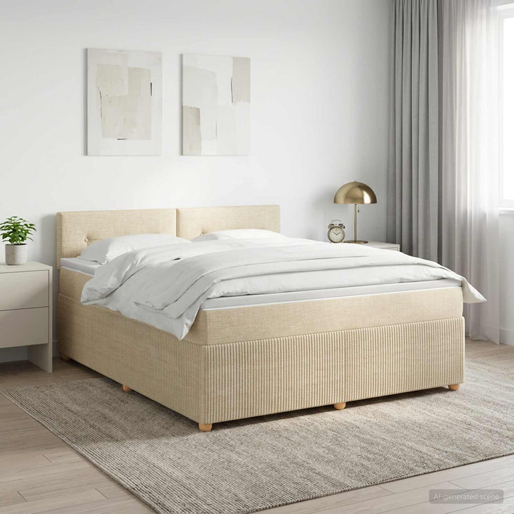 Boxmadras med topmadras Cremefarvet 140 x 190 cm Stof