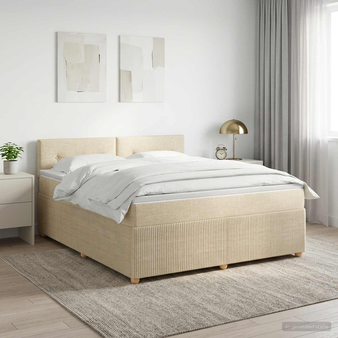 Boxmadras med topmadras Cremefarvet 160 x 200 cm Stof