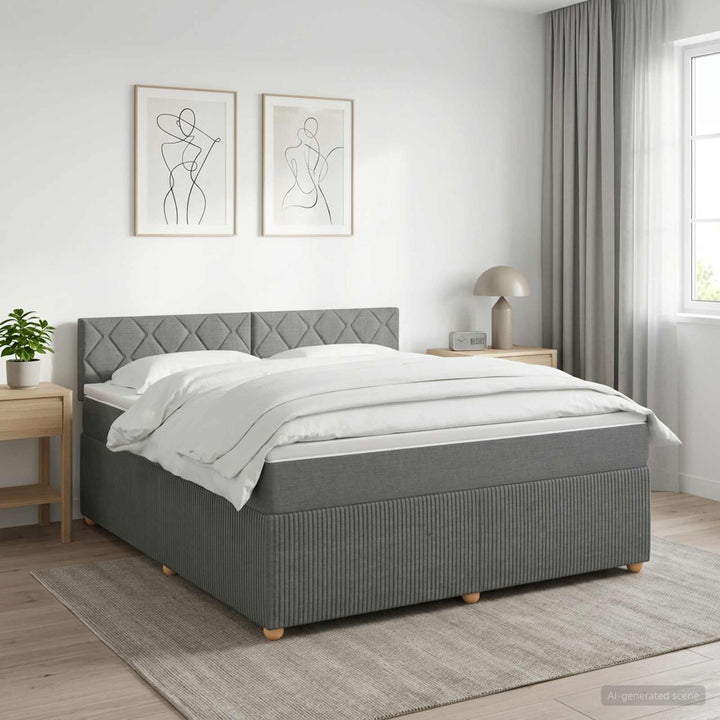 Boxmadras med topmadras Mørkegrå 160 x 200 cm Stof