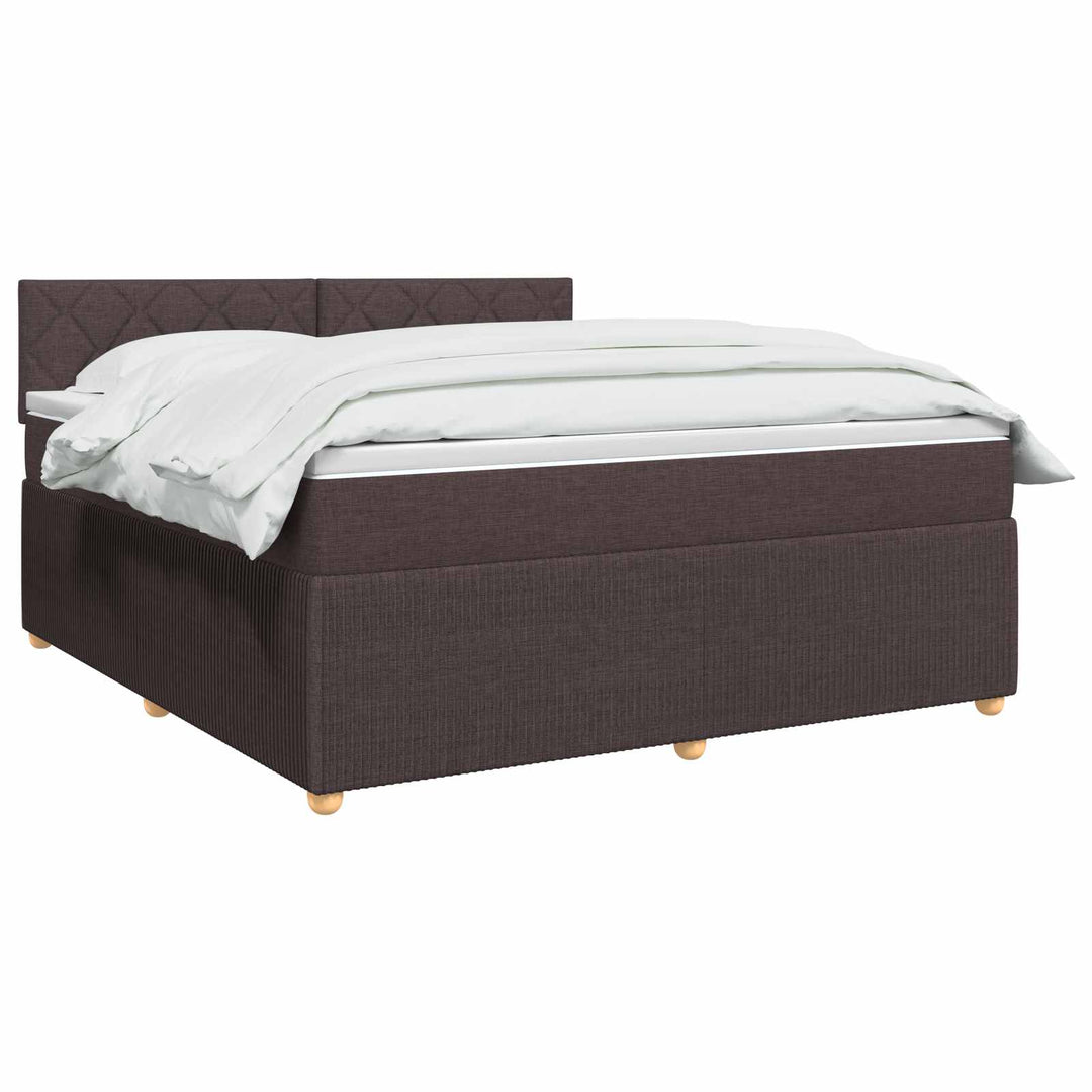 Boxmadras med topmadras Mørk Brun 180 x 200 cm Stof