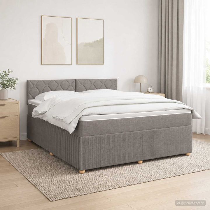 Boxmadras med topmadras Gråbrun 140 x 200 cm Stof