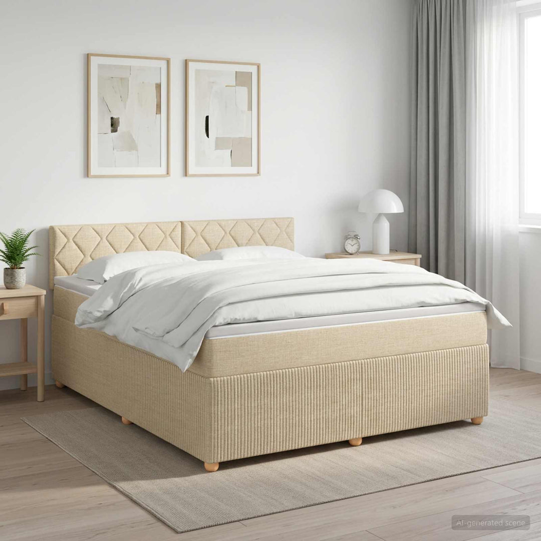 Boxmadras med topmadras Cremefarvet 140 x 190 cm Stof