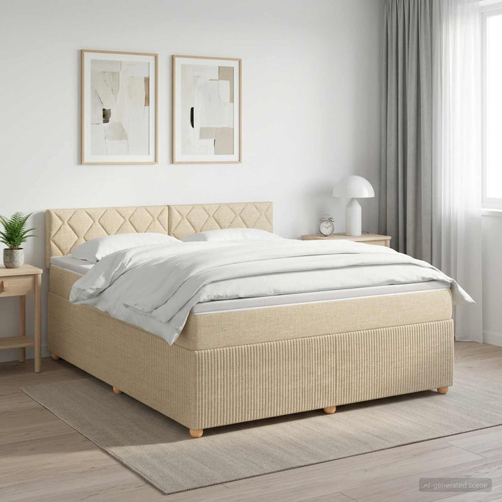 Boxmadras med topmadras Cremefarvet 160 x 200 cm Stof