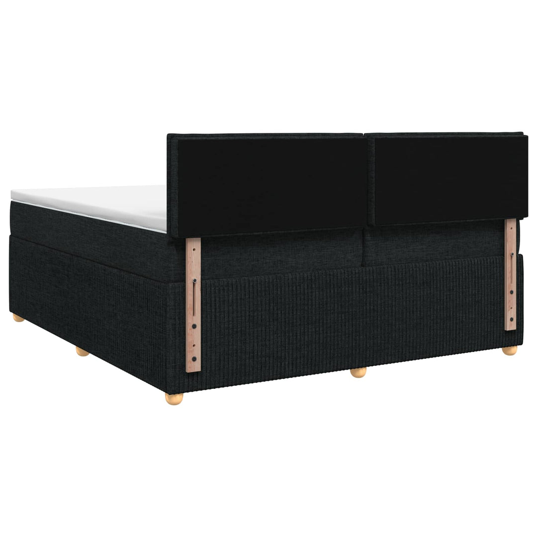 Boxmadras med topmadras med hovedgærde Sort 200 x 200 cm Stof