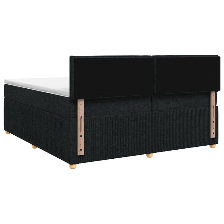 Boxmadras med topmadras med hovedgærde Sort 200 x 200 cm Stof