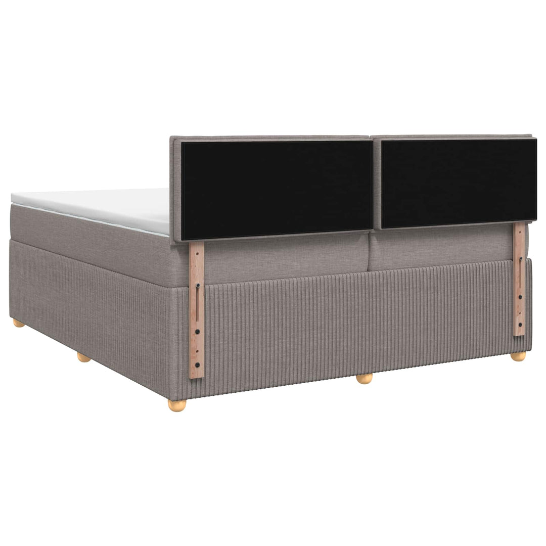 Boxmadras med topmadras Gråbrun 200 x 200 cm Stof