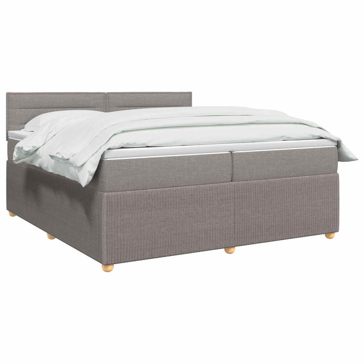 Boxmadras med topmadras Gråbrun 200 x 200 cm Stof
