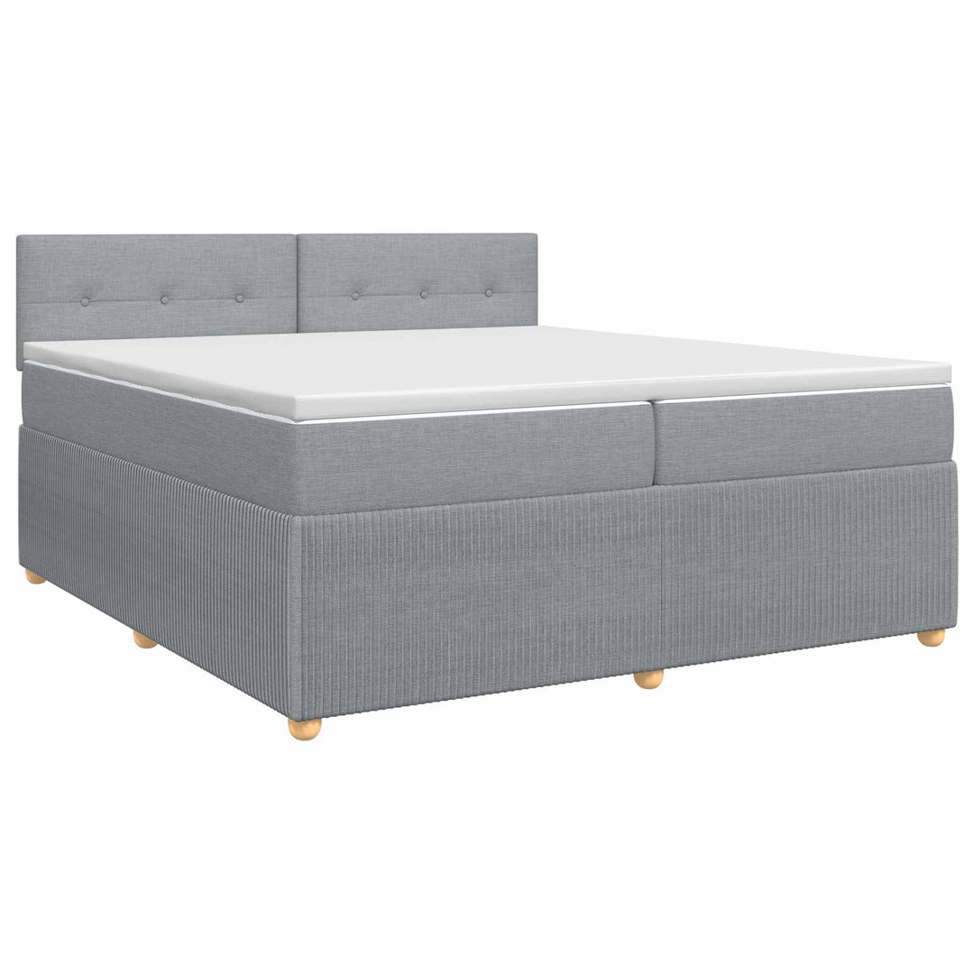 Boxmadras med topmadras Lysegrå 200 x 200 cm Stof