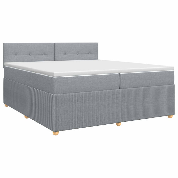 Boxmadras med topmadras Lysegrå 200 x 200 cm Stof