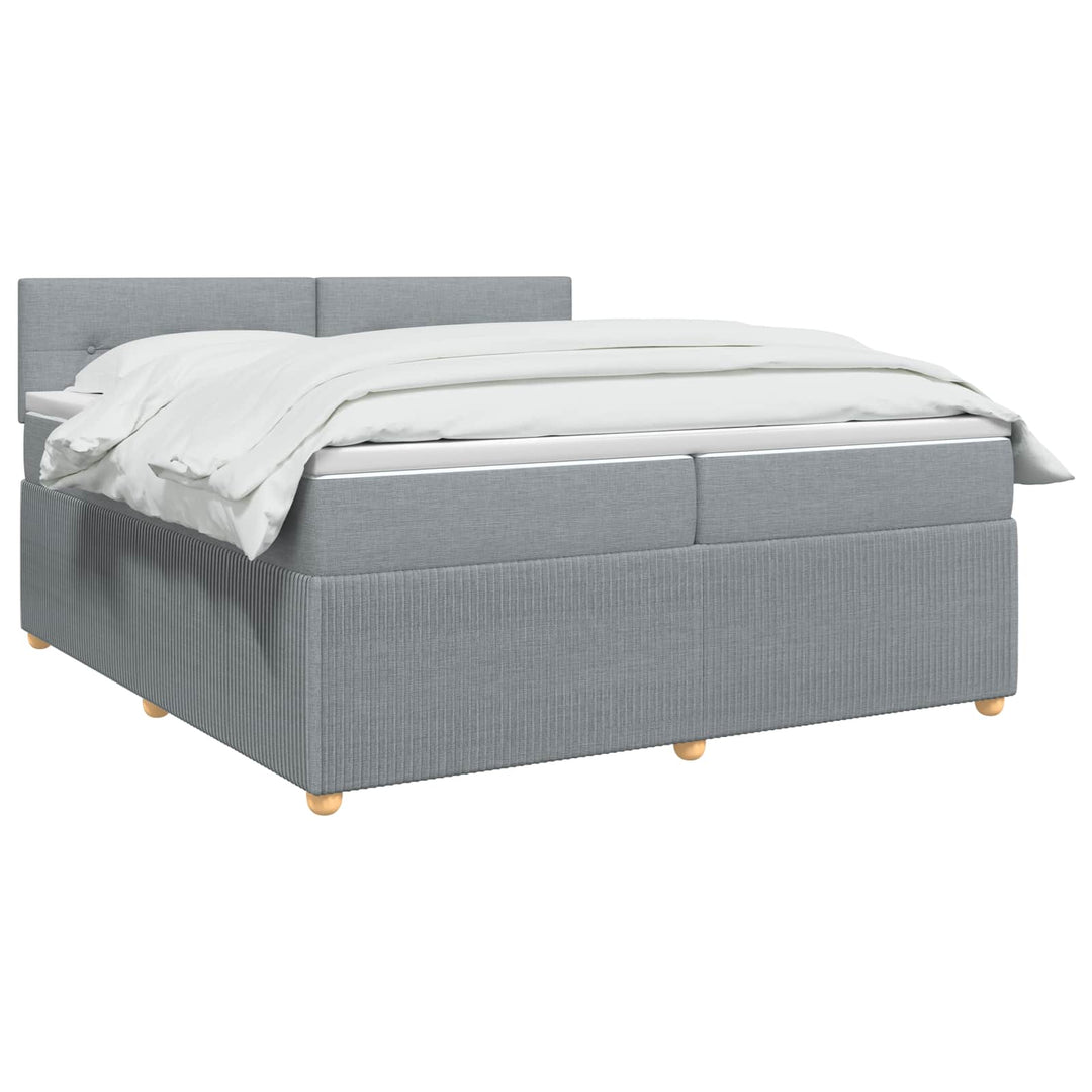 Boxmadras med topmadras Lysegrå 200 x 200 cm Stof
