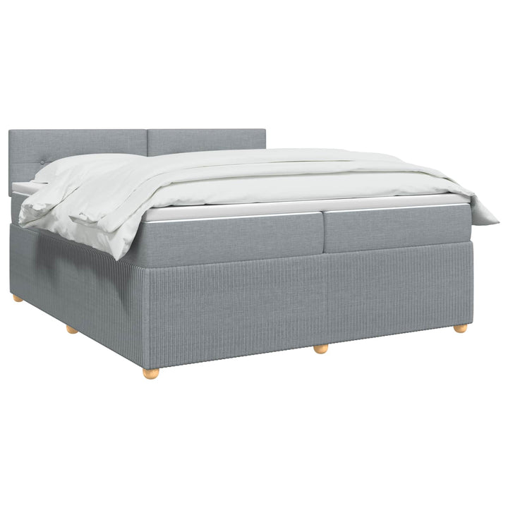 Boxmadras med topmadras Lysegrå 200 x 200 cm Stof