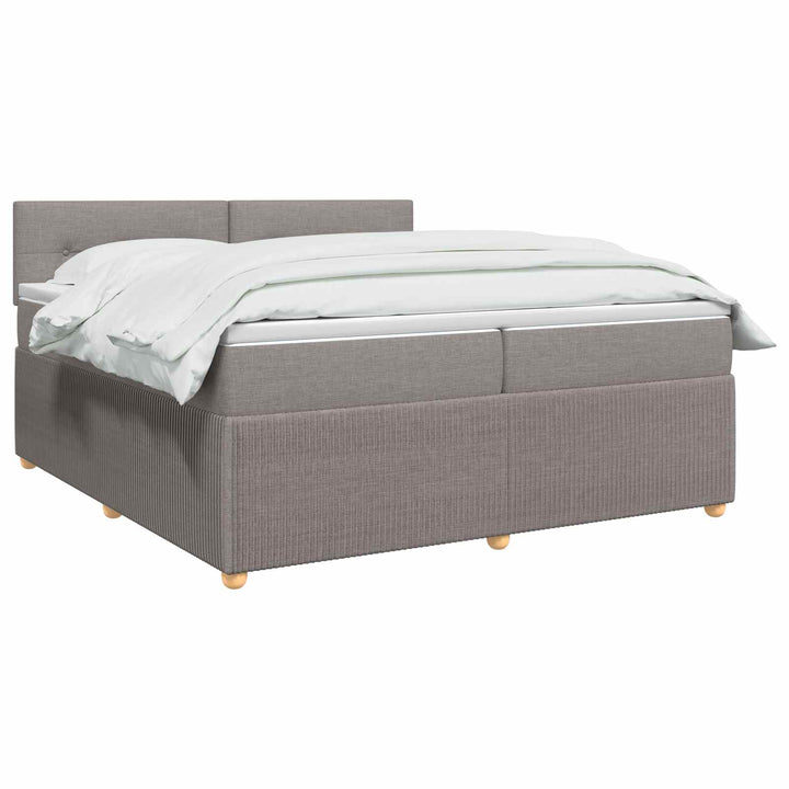 Boxmadras med topmadras Gråbrun 200 x 200 cm Stof