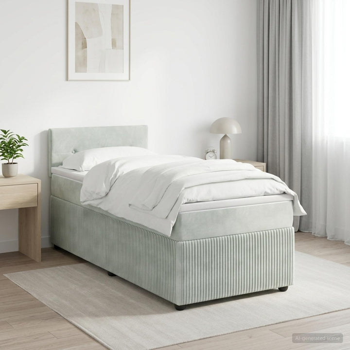 Boxmadras med topmadras Lysegrå 100 x 200 cm Fløjl