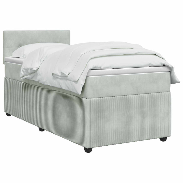 Boxmadras med topmadras Lysegrå 90 x 190 cm Fløjl