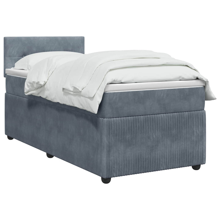 Boxmadras med topmadras Mørkegrå 90 x 190 cm Fløjl