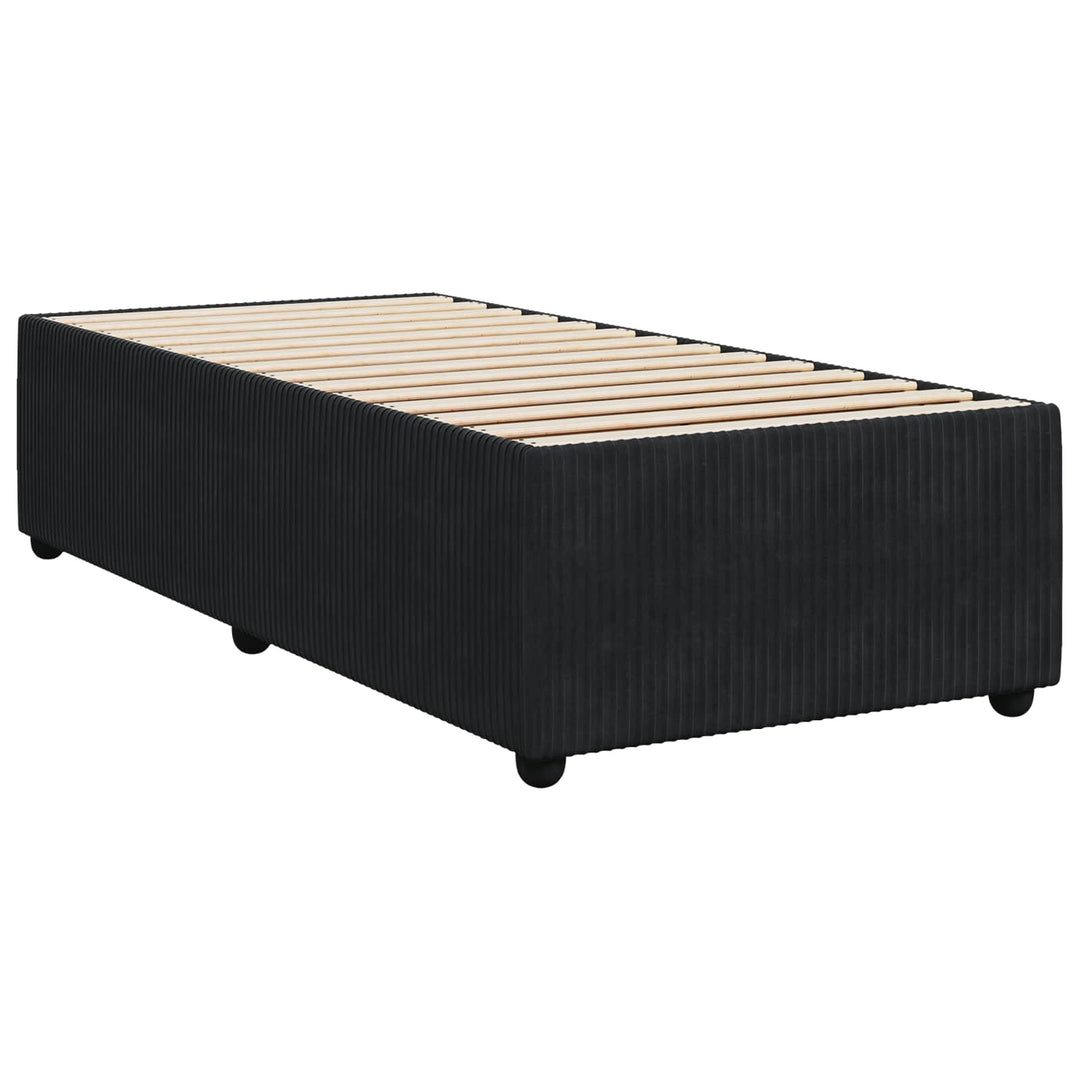 Boxmadras med topmadras med hovedgærde Sort 90 x 190 cm Fløjl