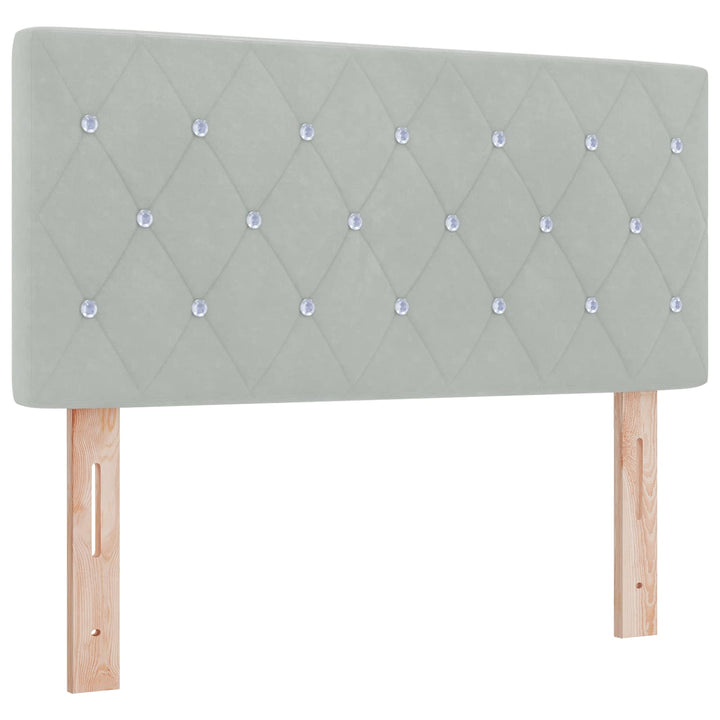 Boxmadras med topmadras Lysegrå 90 x 200 cm Fløjl
